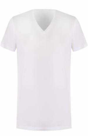 Хлопковая футболка с V-образным вырезом La Perla. Цвет: белый