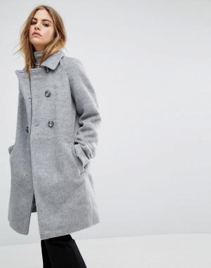 Двубортное пальто First & I. Цвет: серый