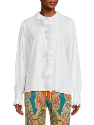 Шелковая блузка с рюшами и складками , белый Etro