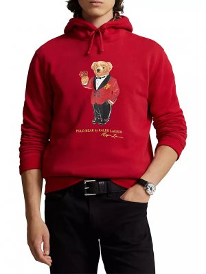 Флисовая толстовка с капюшоном-поло «Лунный Новый год» Bear Magic, красный Polo Ralph Lauren