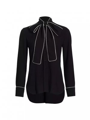 Блузка с завязками на шее в стиле шале , цвет black pearl Carolina Herrera