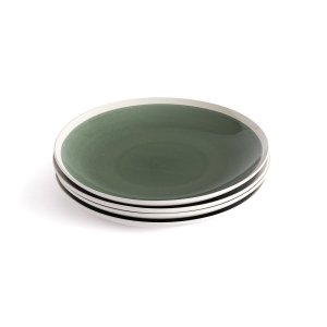 Комплект из четырех плоских тарелок LaRedoute. Цвет: зеленый