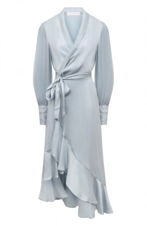 Шелковое платье Zimmermann. Цвет: голубой