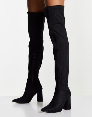 Черные ботфорты на высоком каблуке -Черный цвет Truffle Collection