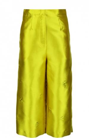 Укороченные прямые брюки с декоративной отделкой Erika Cavallini. Цвет: золотой