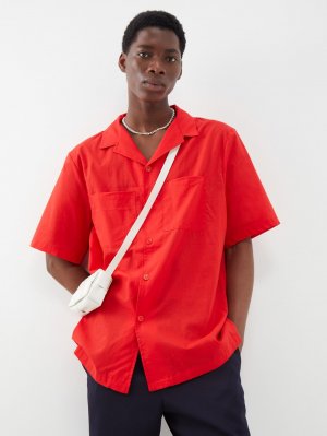 Хлопковая рубашка с кубинским воротником и короткими рукавами , красный Albus Lumen