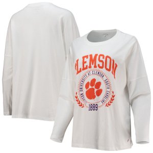 Белая футболка большого размера с длинными рукавами для женской лиги Clemson Tigers Clothesline Unbranded