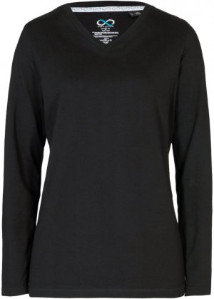 Рубашка с длинными рукавами и бесшовным v-образным вырезом , черный Bpc Bonprix Collection
