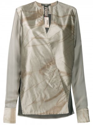 Блузка 1990-х годов без воротника с запахом Gianfranco Ferré Pre-Owned. Цвет: коричневый