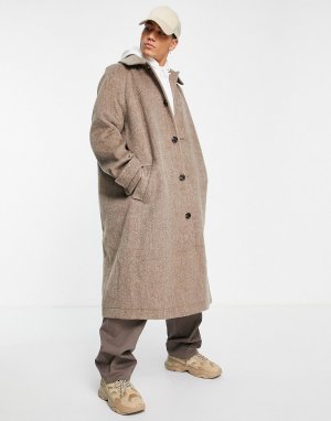 Коричневое пальто с текстурой оверсайз ASOS DESIGN