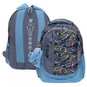 Рюкзак школьный Education teens, 40 х 30 17,5 см, эргономичная спинка, синий Kite. Цвет: мультиколор