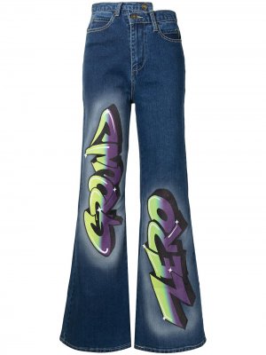 Расклешенные джинсы с логотипом Ground Zero. Цвет: синий