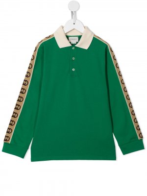 Рубашка поло с логотипом Gucci Kids. Цвет: зеленый