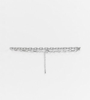 Эксклюзивное серебристое ожерелье-чокер в виде цепочки -Серебристый DesignB London