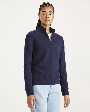 Женский свитер с воротником на молнии до половины Dockers, темно-синий DOCKERS. Цвет: синий
