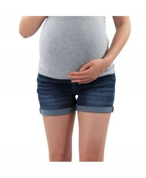 Джинсовые шорты для беременных с подвернутыми манжетами и поясом на животе , синий Indigo Poppy