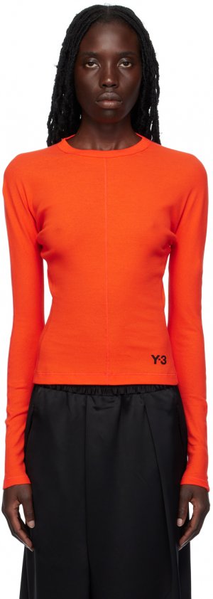 Оранжевая приталенная футболка с длинным рукавом Y-3