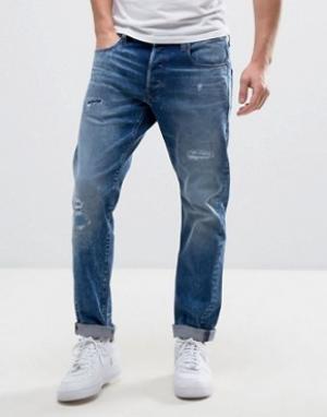 Свободные джинсы с рваной отделкой и заплатками 3301 G-Star. Цвет: синий