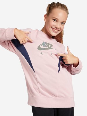 Свитшот для девочек Air, Розовый, размер 128-137 Nike. Цвет: розовый
