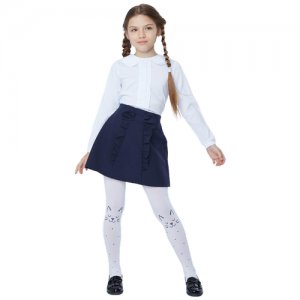 Школьная блузка для девочки, цвет белый, рост 152 см Модные Ангелочки. Цвет: белый
