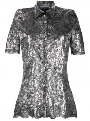 Рубашка с эффектом металлик и цветочным принтом Paco Rabanne. Цвет: серебристый