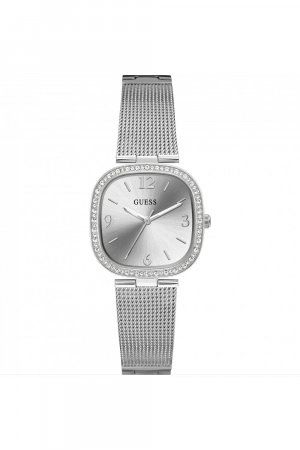 Модные аналоговые кварцевые часы из нержавеющей стали с гобеленом - Gw0354L1, серебро Guess