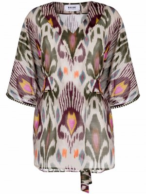 Блузка с абстрактным принтом Bazar Deluxe. Цвет: бежевый