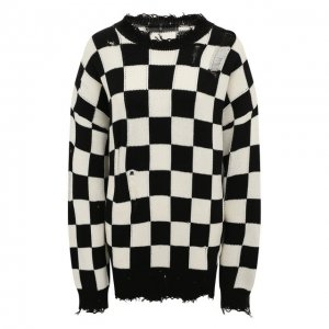 Хлопковый свитер R13. Цвет: чёрно-белый