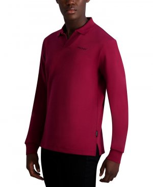 Мужская трикотажная рубашка-поло с длинным рукавом и воротником Johnny фирменным логотипом KARL LAGERFELD PARIS, фиолетовый Paris
