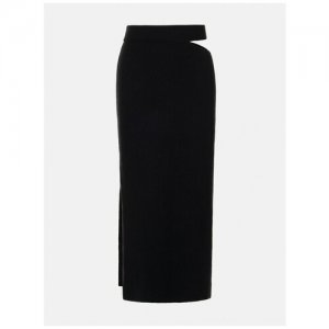 Прилегающая трикотажная юбка миди с разрезами, цвет черный, размер XS Lichi