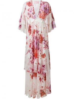 Вечернее платье с цветочным принтом Giamba. Цвет: многоцветный