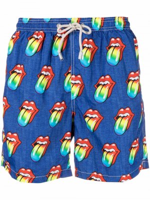 Плавки-шорты с принтом Rolling Stones Mc2 Saint Barth. Цвет: синий