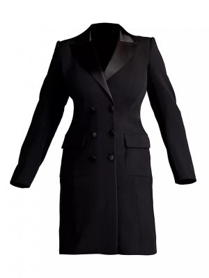 Платье-пальто из креп-атласа с V-образным вырезом , черный Tadashi Shoji