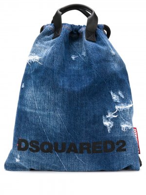Джинсовый рюкзак с эффектом потертости Dsquared2. Цвет: синий
