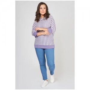 Блуза Olsi, повседневный стиль, полуприлегающий силуэт, укороченный рукав, манжеты, размер 54, фиолетовый plus size OLS. Цвет: фиолетовый