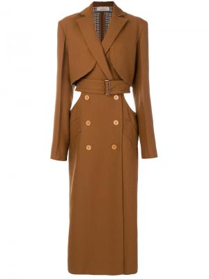 Пальто с лацканами и застежкой на пуговицы Nina Ricci. Цвет: коричневый