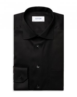Классическая черная рубашка из твила Eton