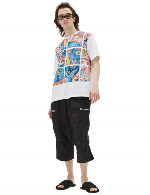 Хлопковая футболка с восточным принтом Junya Watanabe