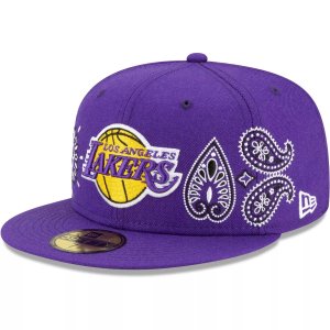 Мужская приталенная шляпа New Era Purple Los Angeles Lakers Paisley 59FIFTY