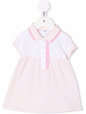 Платье-рубашка с воротником поло BOSS Kidswear. Цвет: розовый