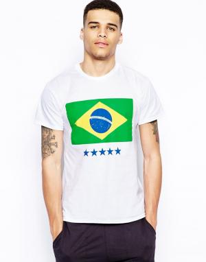 Футболка с бразильским флагом Born Idol. Цвет: белый