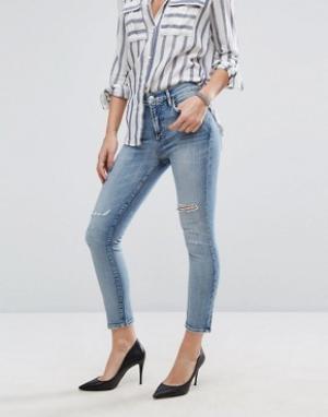 Укороченные джинсы с прорехами AGOLDE Sophie A-Gold-E. Цвет: синий
