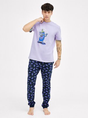 Комплект мужской (футболка, брюки) Mark Formelle. Цвет: лиловый +баклажаны на неви