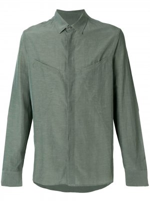 Рубашка с потайной застежкой на пуговицами Qasimi. Цвет: зеленый