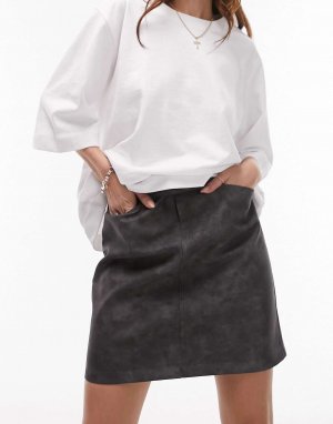 Потертая серая юбка с застежкой-молнией в стиле 90-х годов Topshop