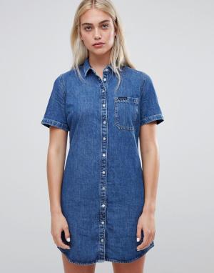 Джинсовое платье-рубашка Deryn-Синий Calvin Klein