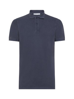 Рубашка-поло из эластичного хлопка, окрашенная в готовом виде, с логотипом, темно-синий Manuel Ritz. Цвет: синий