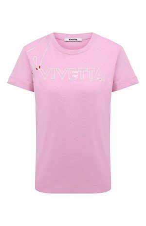 Хлопковая футболка Vivetta. Цвет: розовый