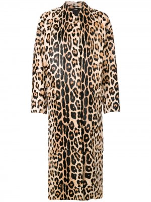 Пальто с леопардовым принтом Liska. Цвет: коричневый