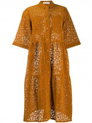 Кружевное платье-рубашка Neul. Цвет: коричневый